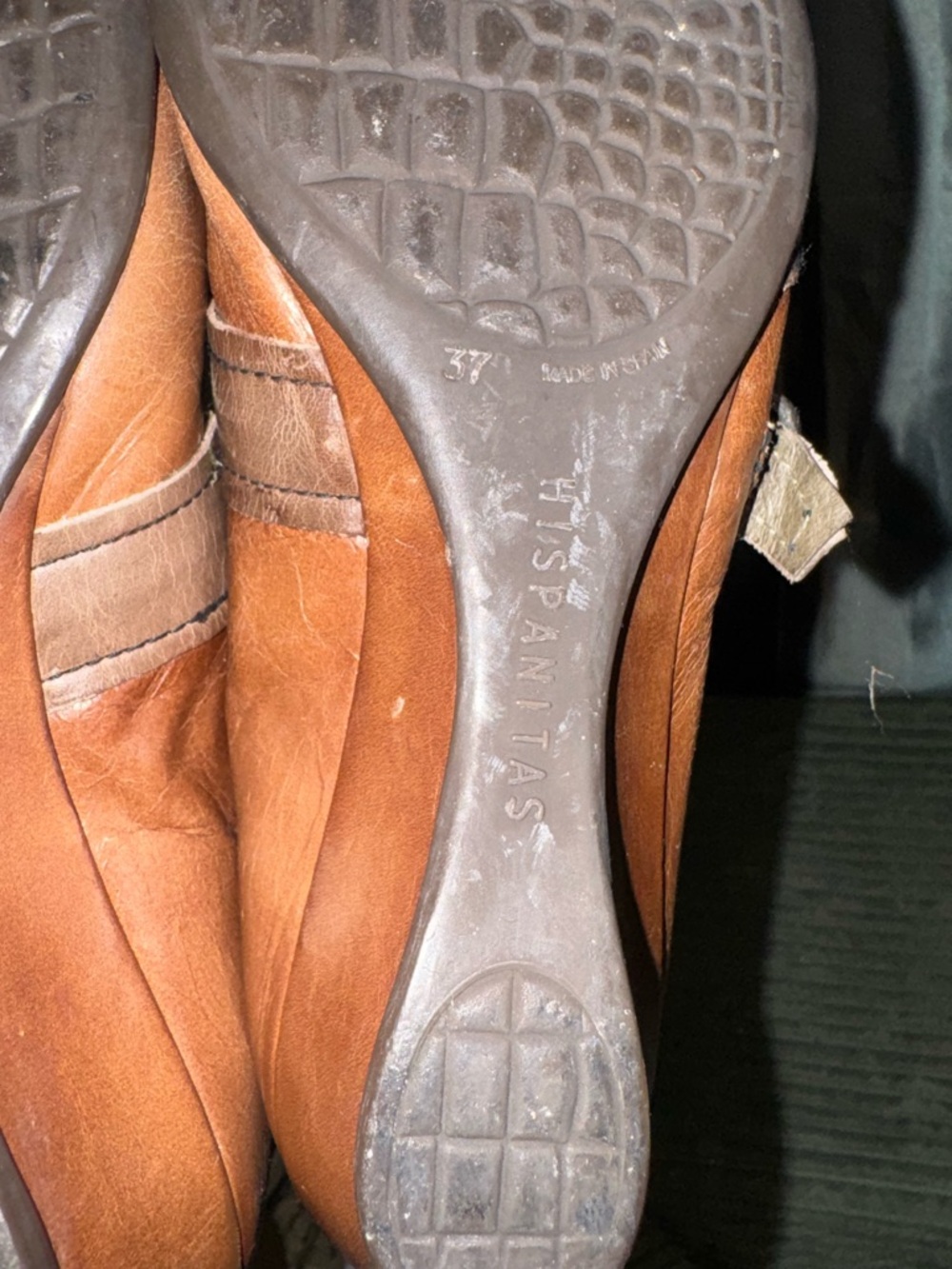 Brown Leather Wedge Mary Jane with Red Accents - Picture 4 of 4